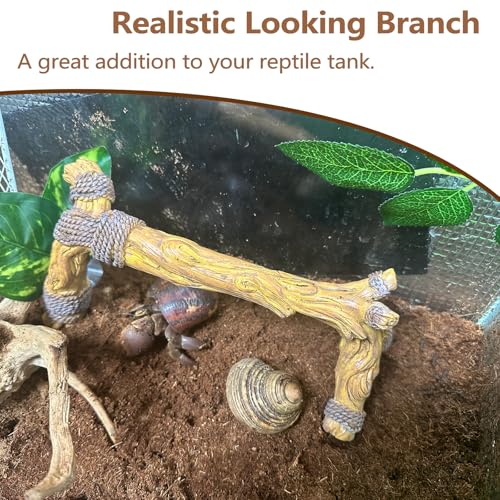 Tfwadmx Snake Climbing Branch,Resin Reptile Wood Trunk Branches Decor,Reptile Terrarium Climbing Accessories Decoration for Geckos, Lizards,Tarantulas,Hermit Crab,Frogs - size: 9.5x3.5x4.3IN | Rack Branch