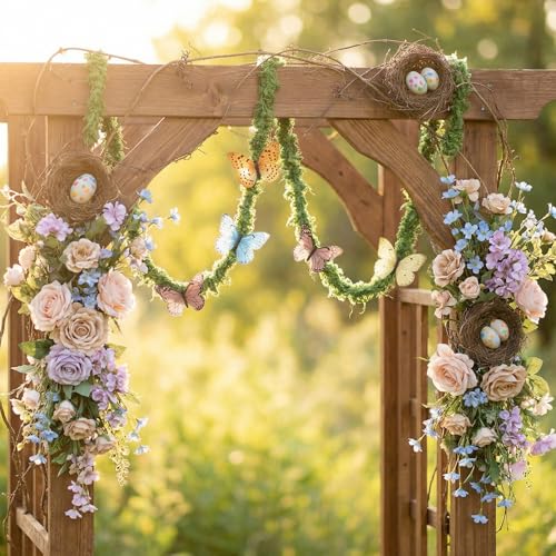 XunYee 4 Pack 11.8 FT Fake Moss Garland Floral Mossvine Garland Decorative Hanging Moss Rope Bendable Greenery for Climbing Reptiles Tank Accessories DIY Crafts Home Wedding Garden Decoration