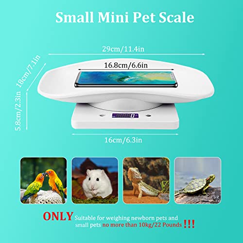 Digital Mini Pet Scale, LCD Electronic Weighing Scale with Tray, Max.33 lbs | Portable Small Animal Weight Scale, Multifunction Kitchen Scale for Food/Puppy/Kitten/Lizard/Hamster/Tortoise/Whelping