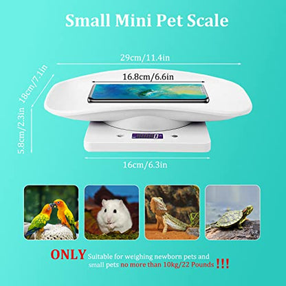 Digital Mini Pet Scale, LCD Electronic Weighing Scale with Tray, Max.33 lbs | Portable Small Animal Weight Scale, Multifunction Kitchen Scale for Food/Puppy/Kitten/Lizard/Hamster/Tortoise/Whelping