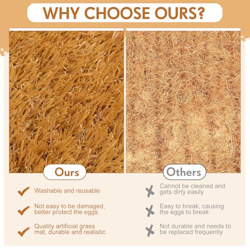 Teenyyou 24 Pack Chicken Nesting Box Pads, 13 x 13 x 1.18 Inch Washable Nesting Pad for Chicken Coop, Artificial Grass Rug Carpet Reusable Nest Box Bedding Fake Synthetic Turf Mat for Hen Laying Eggs