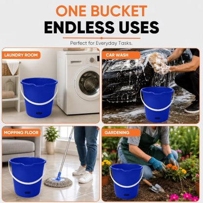 Superio 2.75 Gallon Bucket, Plastic Cleaning Pail with Handle, Car Wash Bucket, Small Utility Bucket for Mopping, Fishing, Camping & Household Use, Durable, Blue - 2 Pack - color: Blue, size: 2 Pack