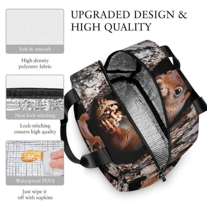 Squirrel Lunch Bag for Women Men | Insulated Lunch Box Leakproof Food Meal Containers Reusable Foldable 6L Capacity Lunch Tote Bags for Work Picnic Travel - color: style-11