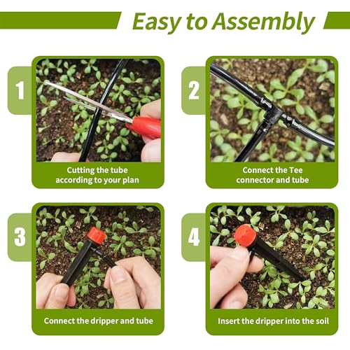 100 pcs Drip Emitters for 1/4" Drip Irrigation Tubing, Adjustable 360 Degree Water Flow Drippers for Drip Irrigation on 5" Arrow Stake for Garden Watering System Flower Plant - size: 100 Pcs Drip Emitters