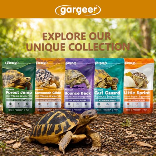 Gargeer 3oz Grassland Tortoise Multivitamins & Minerals Powder. Made in USA | High-fiber multivitamin & mineral topper! Timothy hay powder, probiotics & calcium support grassland tortoise digestion