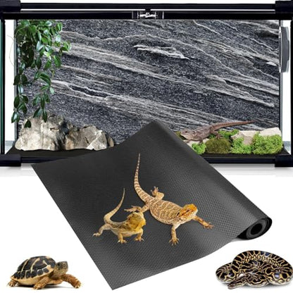 120 Gallon Reptile Terrarium Liner, Bearded Dragon Mat for 4x2x2 Enclosure | Bearded Dragon Tank Accessories 24 inch Wide, Reptile Flooring Carpet Substrate for Leopard Gecko,Lizard, 24" X 96", Black - size: 24 X 96-inches