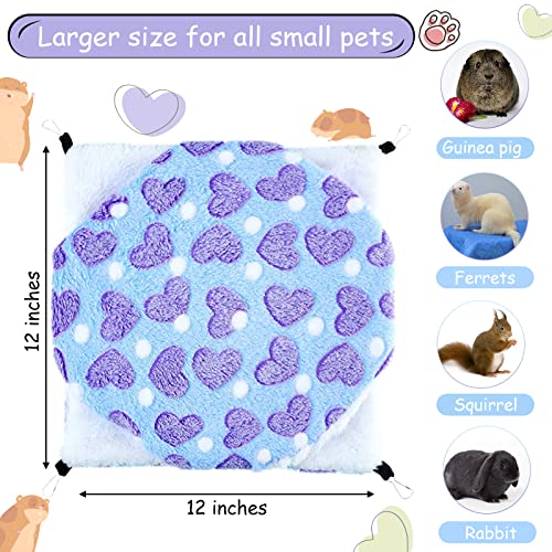 Boao 2 Pcs Guineas Pig Rat Hammock Guinea Pig Hamster Ferret Hanging Hammock Guinea Pigs Accessories for Small Animals Chinchilla Parrot Sugar Glider Ferret Squirrel(Purple, Coffee,Heart Pattern) - color: Purple, Coffee