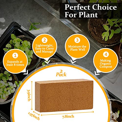 Riare 2pcs Organic Coco Coir Bricks, Natural Coconut Coir for Plants | High Expansion & Moisture Retention Coconut Husk Fiber for Seed Starting, Potting Mix, Composting, Soil Amendment & Reptiles - color: Pack of 2