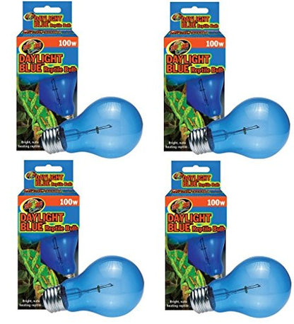 (4 Pack) Zoo Med Daylight Blue Reptile Bulbs - 100 Watt Each