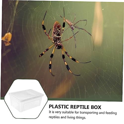 Toddmomy 1Pc Plastic Transparent Feeding Box for Reptiles Durable Container for Snakes Geckos Tortoises and Pets for Transport and Habitat White