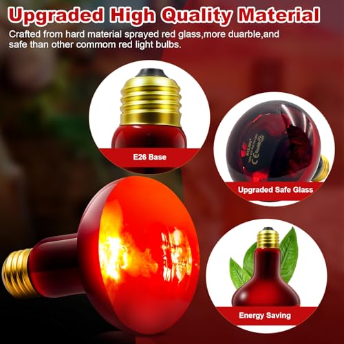 MIXJOY 150W Infrared Heat Lamp Bulbs, 2 Pack Reptile Infrared Heat Emitter Red Heat Lamp Bulbs Basking Light Bulbs for Reptiles, Bearded Dragon, Lizard, Tortoise, Chickens, Pets - style: 150W Infrared Bulbs