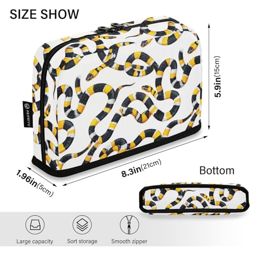 Snake Yellow Pencil Case Bag Boys Girls Large Pencil Pouch Pen Holder with Big Capacity For Women Men School Office Supplies