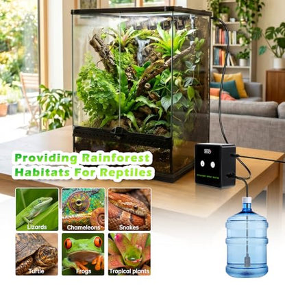 Smart Reptile Mister Automatic Mister System for Reptile Tank APP WiFi Remote Control Reptile Humidifier Fogger for Aquarium Terrariums with 360°Adjustable Misting Nozzles for Frog Lizard Amphibians