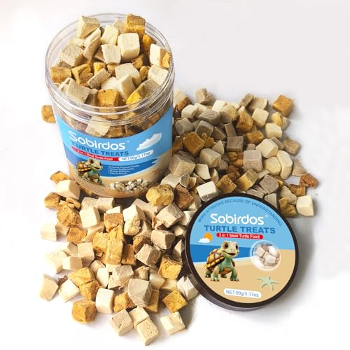 Turtle Treats,3 in 1 Meat Turtle Food,Made with Fresh Meat,Chicken&Duck&Fish Freeze-Dried,Enriched Protein & Vitamins(3.17oz/4.23oz) (3.17oz-3in1)
