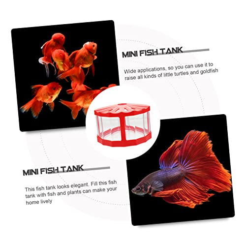 Mikikit 2pcs Mini Fish Tank Led Lights Small Reptile Boxes Compact Transparent Aquarium for Betta Fish for Desktop Decor and Breeding Stylish and Space-Saving