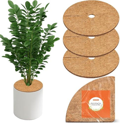 Coco Coir Mulch for Landscaping, 24 Inch Coconut Liners for Planters, 3 Pcs Coconut Fiber Tree Ring, Plant Covers from Animals,Dirt and Tree Protectors - size: 24in-3pcs