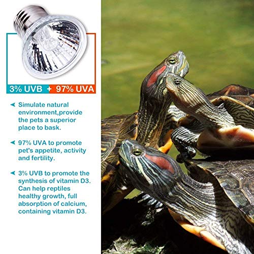 UVA UVB Reptile Light 25W UVA + UVB Full Spectrum Sun Lamp UV Heating Lamp for Turtle Aquarium Aquatic Reptile Lizard,E27/E26 Base,110V,25W,Pack of 6