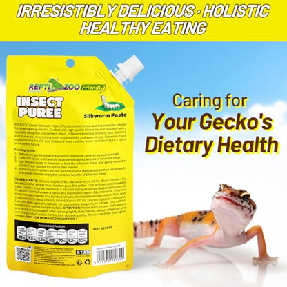 Crested Gecko Food, Silkworm Paste Reptile Food Made with Fresh Insects Gecko Food Complete Diet 2.82oz