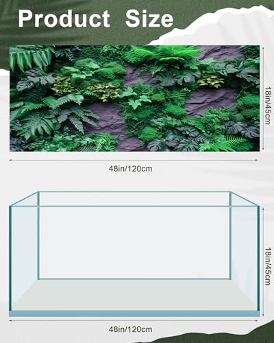 4 Pcs 48 x 18 Inch Reptile Habitat Background with Nano Glue Gobi Sun Black Stone and Tree Fern Stream Terrarium Background Polyester Durable Aquarium Accessories - color: Style3, size: 48 x 18 Inch