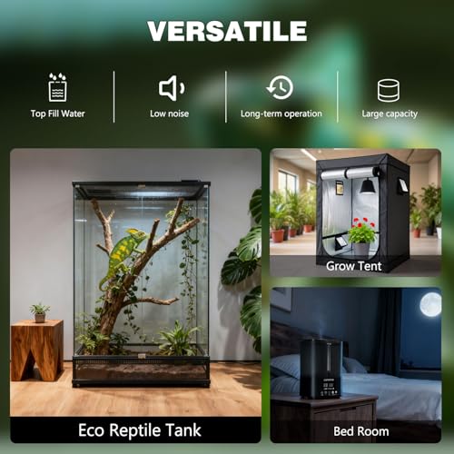 Coospider Reptile Fogger Humidifier, Automatic Humidifiers for Reptiles Tank, Terrarium Humidifiers with Dual Hose Timer Humidity Control, Reptile Mister for Amphibians Herps Vivarium (5L/1.32Gallon) - size: 5L/1.32Gallon-Dual-UP