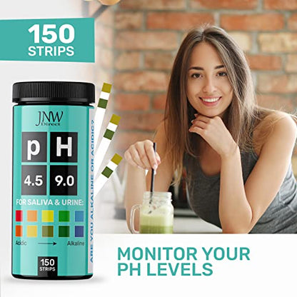pH Test Strips for Urine and Saliva - 150 Litmus Paper Strips | Includes 150 pH test strips with a 4.5 to 9.0 range for fast urine and saliva testing with an easy color chart.