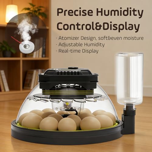Egg Incubator with Auto Egg Turner and Lock 3Days Before Hatch,Temperature and Humidity Automatic Control with Day Counter Egg Candler,Hatching Chicken Duck Goose Quail Parrot at Home - size: 18H-1