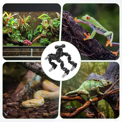 M METERXITY Reptile Mister Nozzles, 0.3mm Pore Copper 1/4" Four-Head Reptile Misting Spray Nozzle with filter Plug for Terrarium/Vivarium, 360 Degree Adjustable Nozzle [Black]