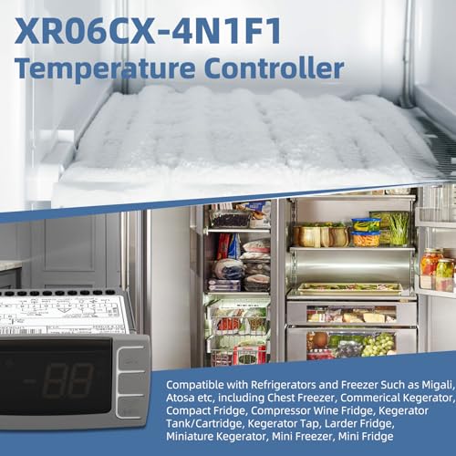 for Dixell XR06CX-4N1F1 Temperature Controllers, Programmable Digital Thermostat with Sensor Probe Fit for 120V 50-60hz Commercial Refrigerators/Freezer (Includes Mounting Hardware)