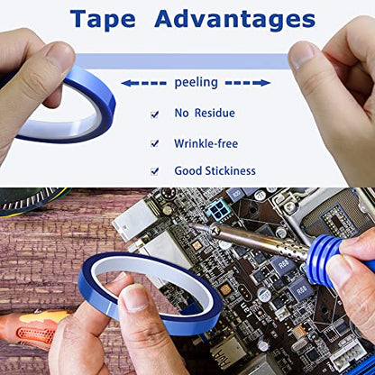 High Temperature Tape Heat Tape Heat Resistant Tape Heat Transfer Tape Heat Tape for Sublimation No Residue 10mm X 33m 108ft (Blue-2 Roll) - color: Blue-2 Roll