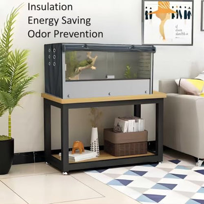 Reptile Enclosure Cover, Reptile Container Insulation Cover, with Ventilation Holes and Fleece Insulation Layer, Black (Cover only)