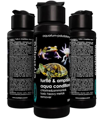 Crystalpro Turtle & Amphibian Water Conditioner 4.22 Oz - Treats 660 Gallons, Neutralizes Chlorine and Ammonia - Makes Tap Water Safe for Amphibian and Reptile Aquariums/Terrariums