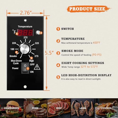 Digital Thermostat Kit Compatible with Traeger Pellet Grills, LED Panel | BAC200 BAC388 BAC389 BAC382 Replacement Parts, 7" RTD Temperature Sensor Probe, Temperature Control Kit, Smoker Grill Upgrade - style: Compatible with Traeger Pellet Grills BAC236 K