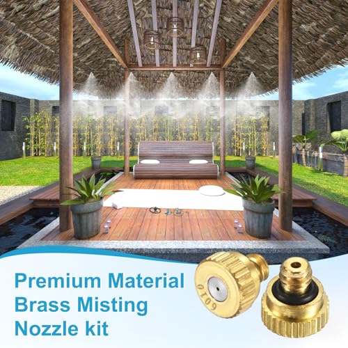 M METERXITY 10-Pack Brass Misting Nozzles, 0.024inch/0.6mm Orifice Heavy Duty 10/24 UNC Screw Thread Misting Nozzle Plug for Outdoor Spray Cooling System/Patio Mist System/Dust Control - size: 0.024inch/0.6mm