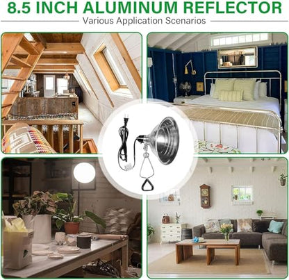 Simple Deluxe Clamp Lamp Light Socket with 8.5 Inch Aluminum Reflector, Suit for Max 150 Watt Lamp (No Bulb Included) with 18/2-Gauge 6 Feet Cord, 6-Pack - size: 8.5 Inch (150 Watts), style: 6-Pack