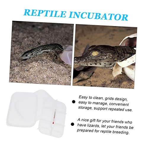 GANAZONO 1Pc Compartment Reptile Hatching Box Transparent Gecko Incubator for Snakes and Lizards Easy to Clean Reptile Breeding Case with Thermometer for Egg Incubation and Reuse