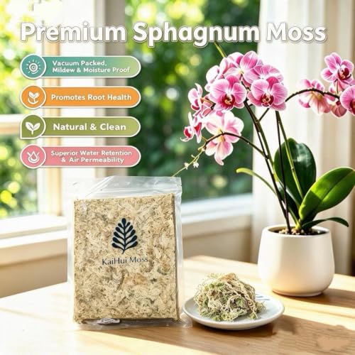 8OZ Compressed Dry Long Fiber Sphagnum Moss, Orchid Moss for Phalaenopsis, Carnivorous Plants & Reptile Terrariums