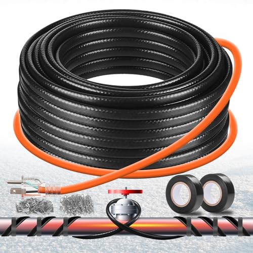 3FT-160FT Heat Tape for Water Pipes,Heating Cable for Pipe (80FT) | Freeze Protection,Water Pipe Insulation/Roof Snow De-Icing,Deicing Heating Cable - style: 80FT