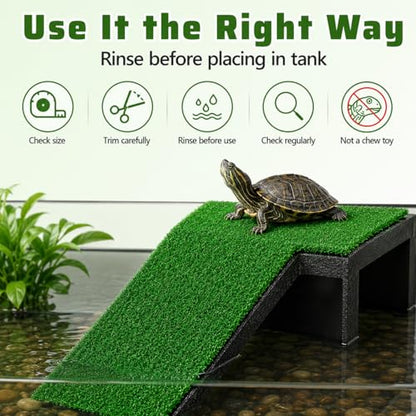 jojofuny Artificial Grass Turf: Turtle Basking Ramp, Aquatic Grass Lawn, Simulation Reptile Turf for Pet, Fish Tank Reptile Ramp Terrace Turtle Resting Basking Platform