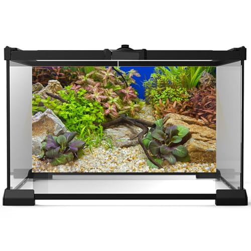 Aquarium Background Various Underwater Grass Plants Pebble Aquarium Backdrop Vivid and Fresh Green Aquatic Plants Stone River Bed and Dead Wood Purple Leaves Tank Background Vinyl 24x12in - color: Rock Brown, size: 24(W)x12(H)inches/ 60(W)*30cm(H)