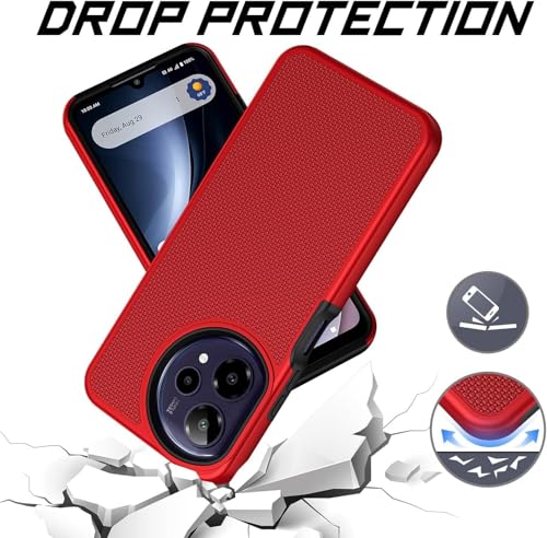 for Cricket Icon Pro SN512C 2026 Slim Dotted Hybrid Cover Phone Case + Extreme Band (Red) - color: Red