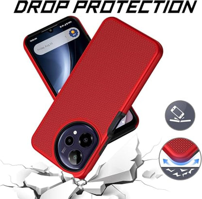 for Cricket Icon Pro SN512C 2026 Slim Dotted Hybrid Cover Phone Case + Extreme Band (Red) - color: Red