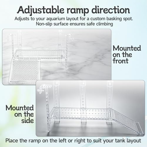 Turtle Basking Platform, Clear Acrylic Turtle Dock with Slip-Resistant Ramp and Built-in Hooks for Aquatic Turtles, Direction-Adjustable Ramp, Turtle Terrace, Turtle Tank Accessories - size: Medium