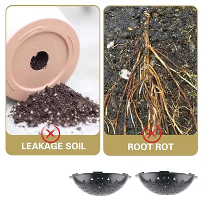 30 PCS Flower Pot Hole Mesh Pad, 3 Assorted Sizes Semi-Arc Plastic Planter Bottom Drainage Mats for Bonsai Plant, Succulents, Potting, Breathable Gasket Prevent Clogging and Soil Loss, Black