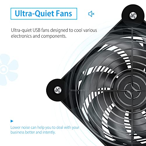 2Pack Quiet 120mm USB Fan Dual-Ball Bearings, USB Fan 5V, with L/M/H 3-Degree Speed Controller High Airflow Cooling Fan for Router Modem Receiver DVR Xbox TV Box - size: 2Pack