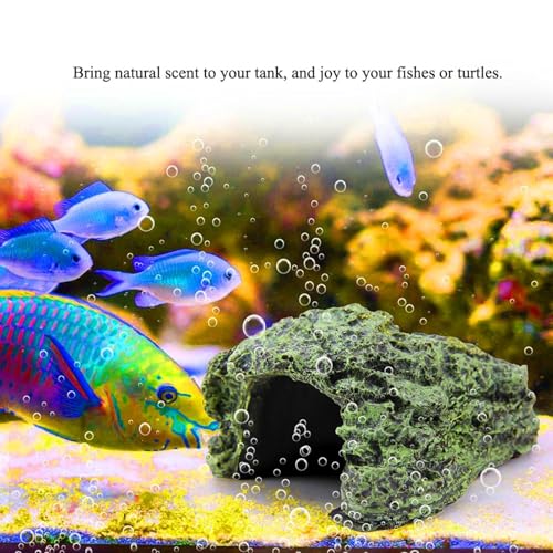 TOPINCN Fish Hiding Cave, Turtle Basking Platform Cave Hideout Reptile Tank Decor Resins Rock Cave, Aquarium Terrarium Decoration (Small)