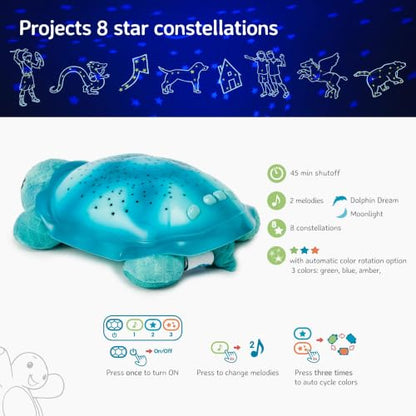 Cloud b Comforting Nightlight Star Projector w/ Soothing Sounds | Gentle Brightness | 3 Colors | Auto-Shutoff | Twinkling Twilight Turtle Aqua - color: Twinkling Twilight Turtle - Aqua