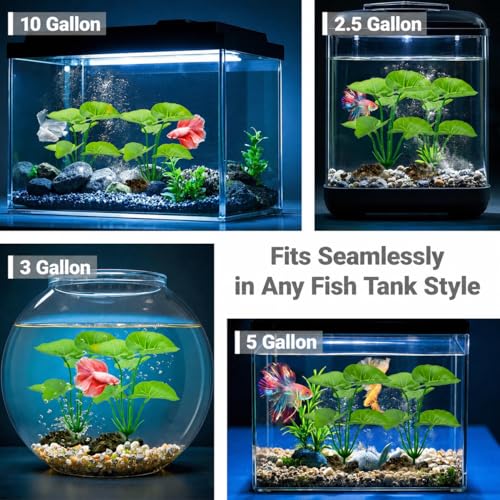 2-Pack Aquarium Decor Fish Tank Decorations 6-inch Betta Fish Tank Plants | Betta Leaf Hammock, Artificial Silk Aquarium Plants, Betta Fish Tank Accessories, Goldfish, Reptiles Plant Decor Driftwood - color: A (2-pack)