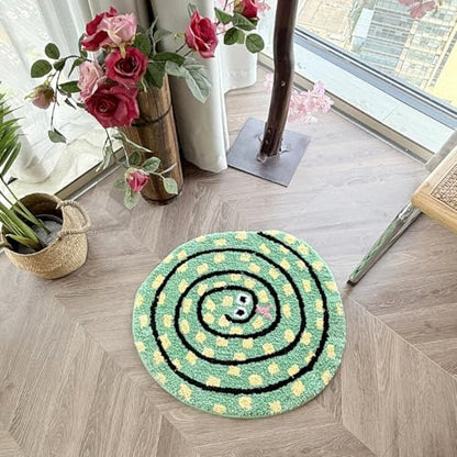 Snake Rug Tufted Cute Bedroom Rug Small Black Bathroom Rugs Novelty Animal Accent Carpet for Dorm Reptile Decor (24X22 inch)
