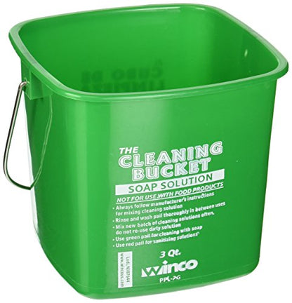 Winco 3 qt Green Plastic Cleaning Bucket | Dishwasher safe, BPA-free, Chemical-resistant, Moderate capacity - color: Green, size: 3 Quart