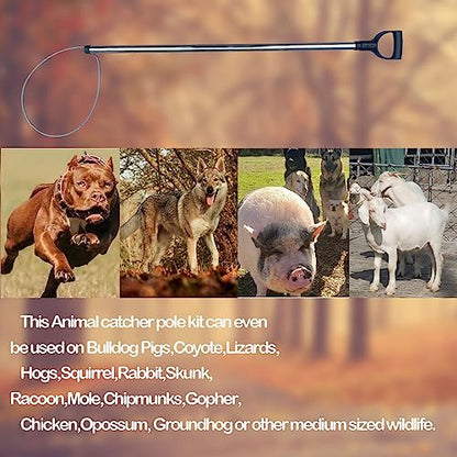 45'' Animal Catcher Pole Control Tool Heavy Duty Catch Pole for Bulldog Hog Goat and Wildlife,All Stainless Steel